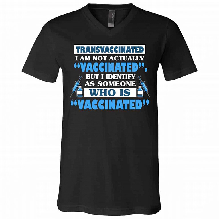 trans, Black, V-Neck T-Shirt