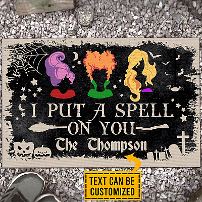 Personalized I Put A Spell On You Sanderson Sisters House Doormat - Custom Hocus Pocus Outdoor Doormat