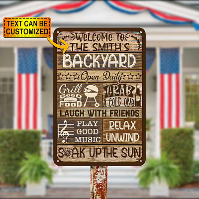 Alternative view of Personalized Family Name Welcome to Our Backyard Vintage Decorative Metal Sign - Indoor Outdoor Decor for Home