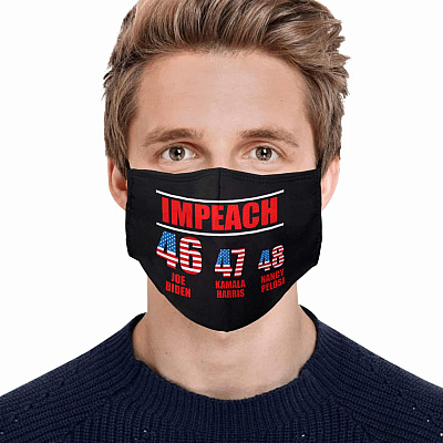 Alternative view of Impeach 46 47 48 Joe Biden Kamala Harris Nancy Pelosi Washable Reusable Custom Printed Cloth Face Mask Cover