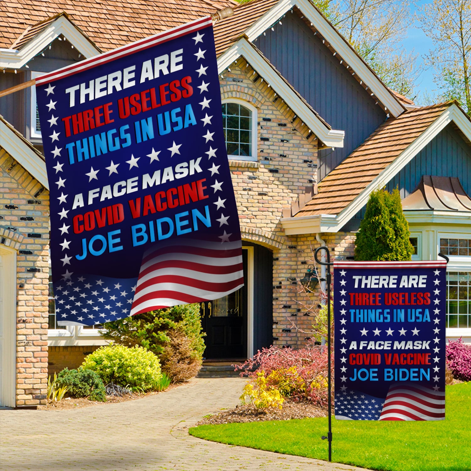 5LV. Three Useless Things (Flag) Garden & House Mockup 3