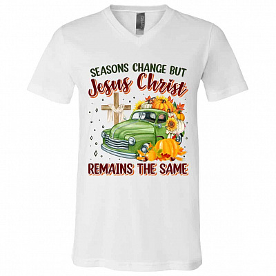 Seasons Change But Tshirt, White, V-Neck T-Shirt
