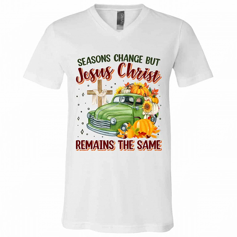 Seasons Change But Tshirt, White, V-Neck T-Shirt