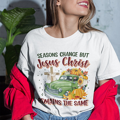 Alternative view of Seasons Change But Jesus Christ Remains The Same T-Shirt - V-Neck Shirt
