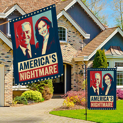 Alternative view of America's Nightmare Joe Biden Kamala Harris Flag - Impeach Biden Harris Garden Flag - House Flag