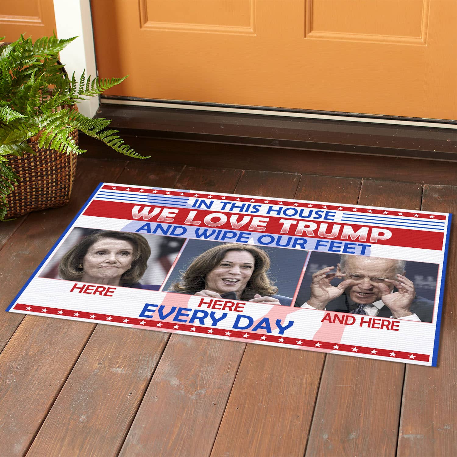 2VT. We Love Trump Wipe Your Feet Doormat mockup 1