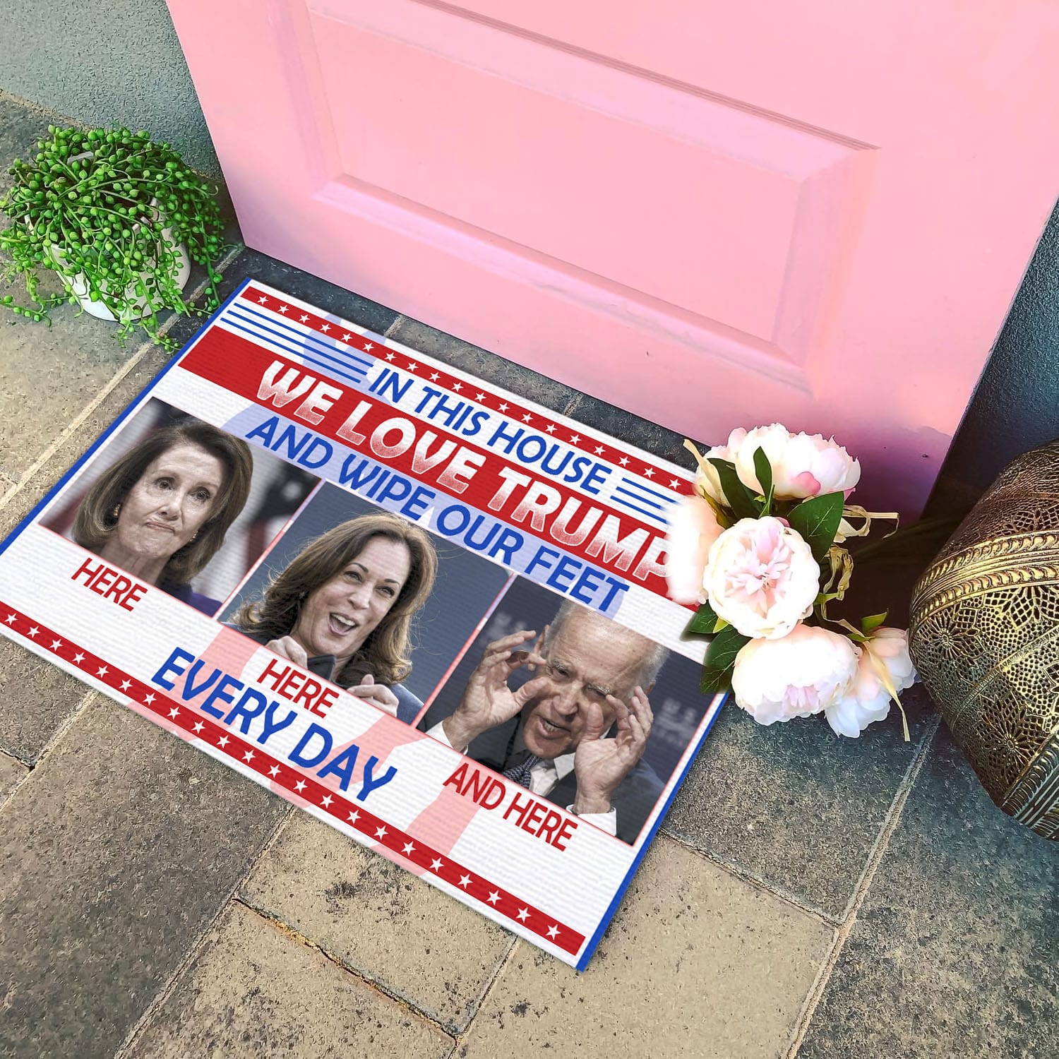 2VT. We Love Trump Wipe Your Feet Doormat mockup 4