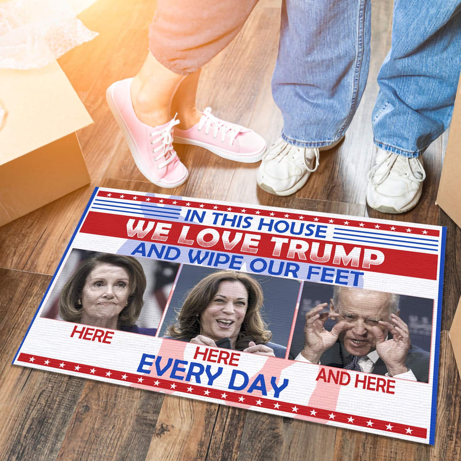 2VT. We Love Trump Wipe Your Feet Doormat mockup 6