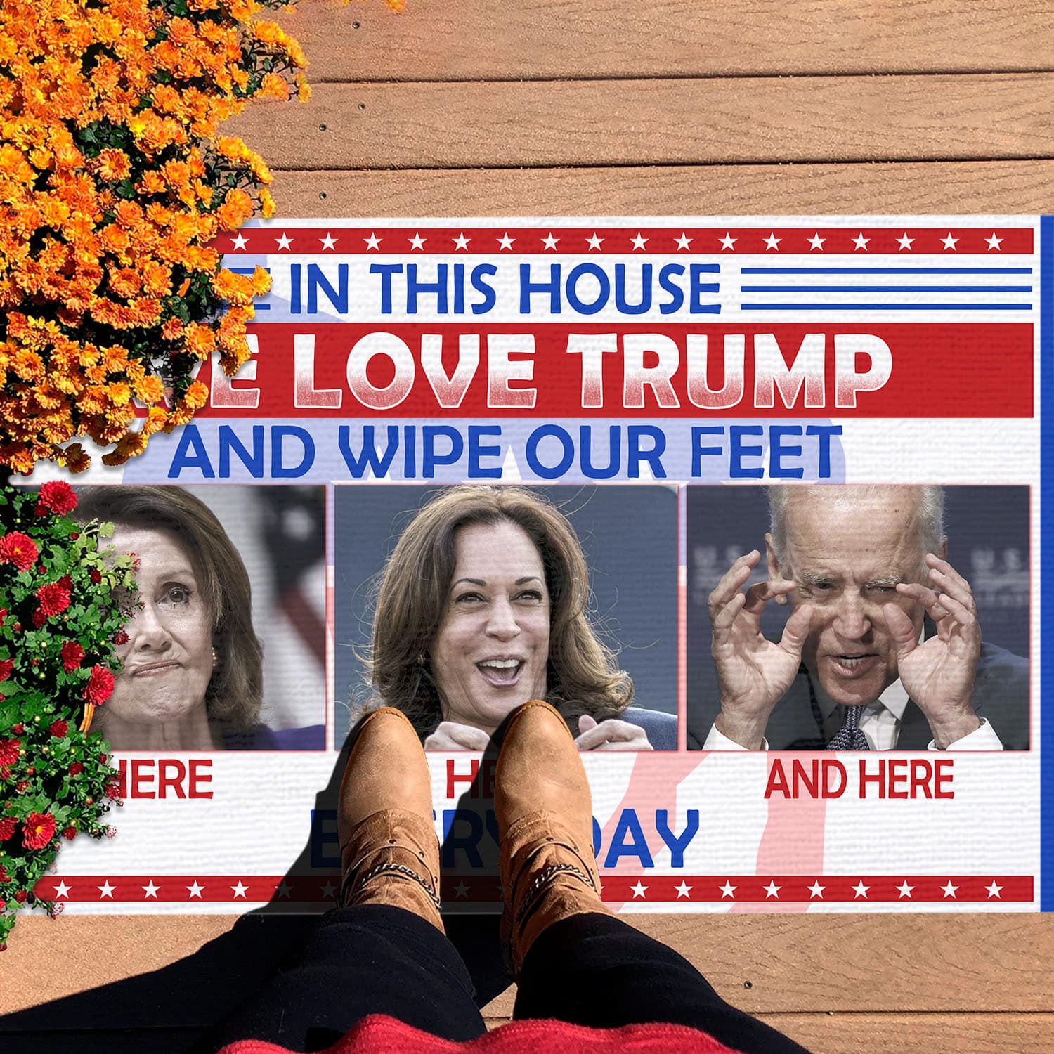 2VT. We Love Trump Wipe Your Feet Doormat mockup 7
