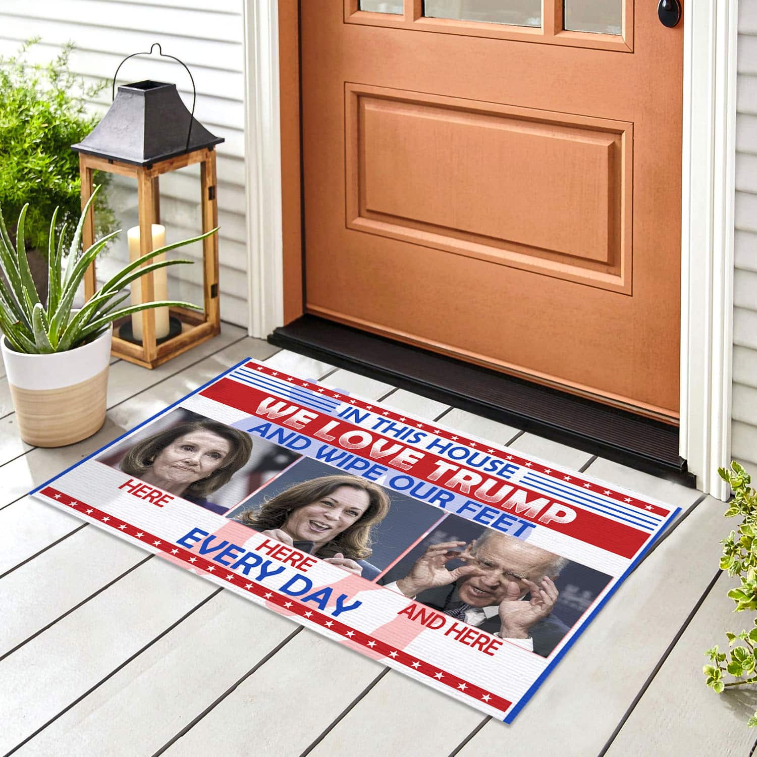 2VT. We Love Trump Wipe Your Feet Doormat mockup 8