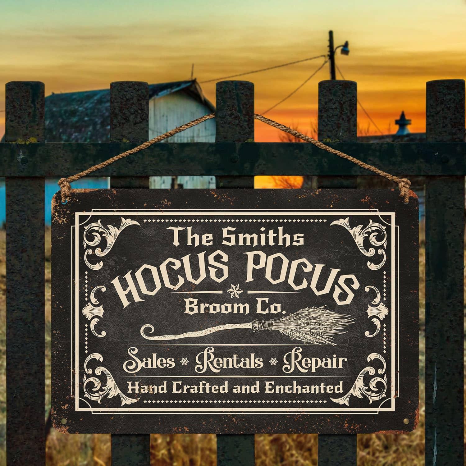 5VT. Hocus Pocus Broom Co (Sample Design) Metal Sign Mockup 4
