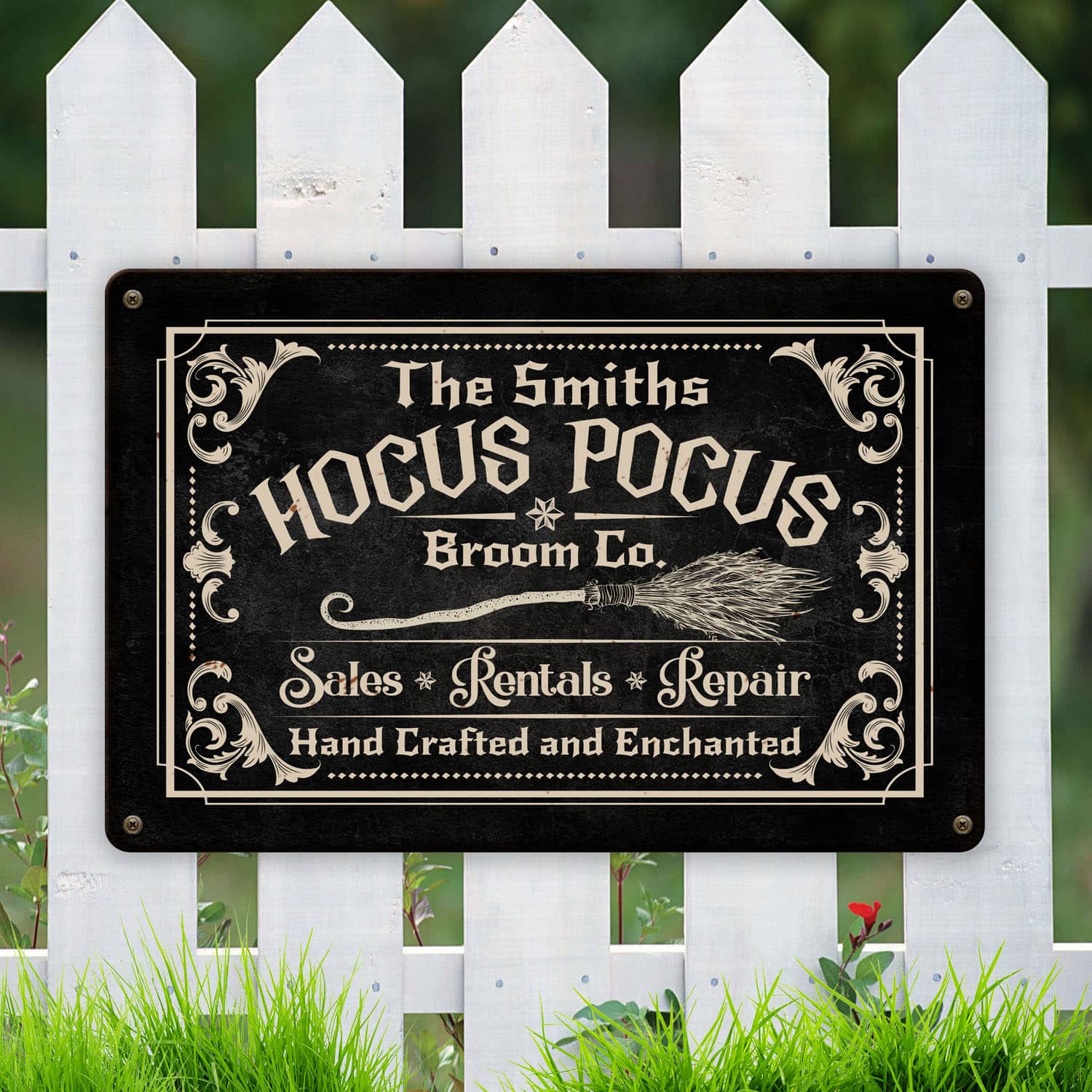 5VT. Hocus Pocus Broom Co (Sample Design) Metal Sign Mockup 6