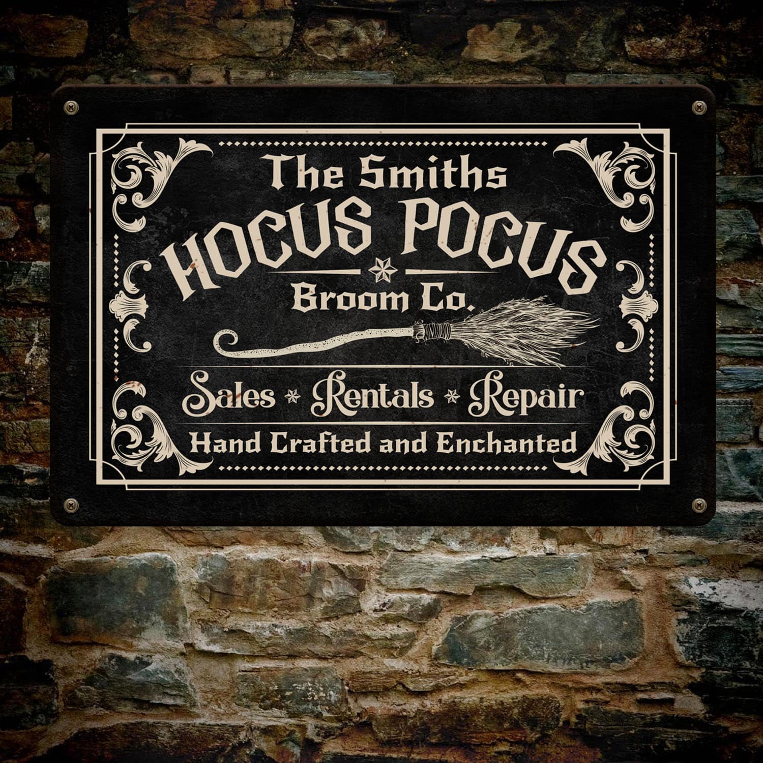 5VT. Hocus Pocus Broom Co (Sample Design) Metal Sign Mockup 7
