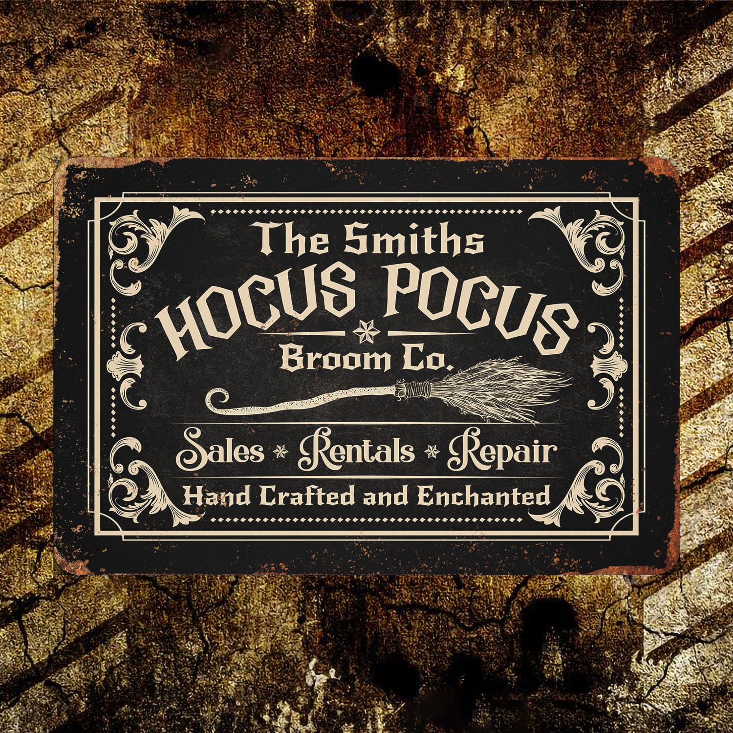 5VT. Hocus Pocus Broom Co (Sample Design) Metal Sign Mockup 10