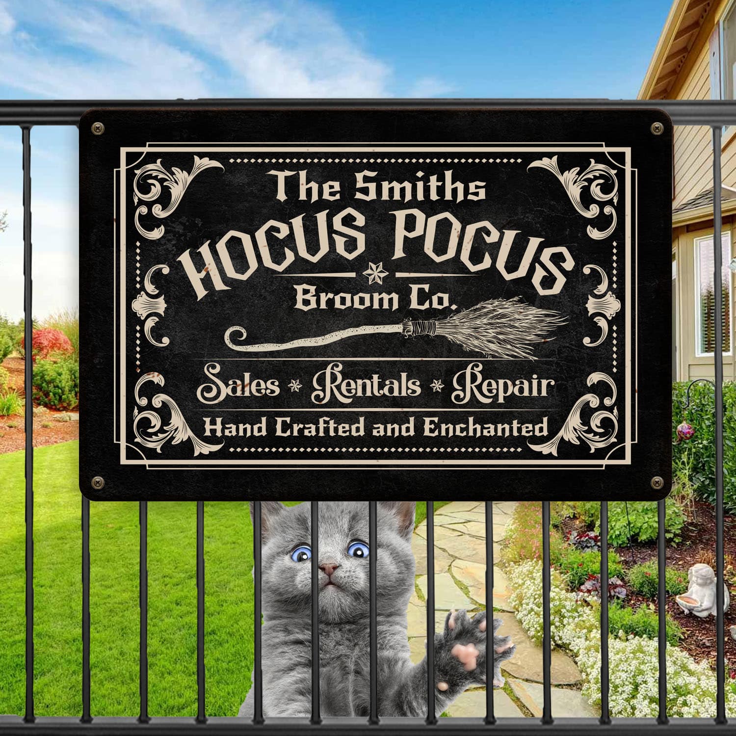 5VT. Hocus Pocus Broom Co (Sample Design) Metal Sign Mockup 11