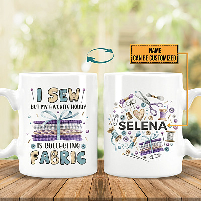 Alternative view of Custom Name I Sew but My Favorite Is Collecting Fabric Coffee Mug - Travel Mug - Beer Stein - Water Bottle - Color Changing Mug