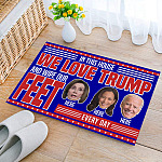In This House We Love Trump and Wipe Our Feet Here and Here Biden House Doormat - Outdoor Indoor Doormat