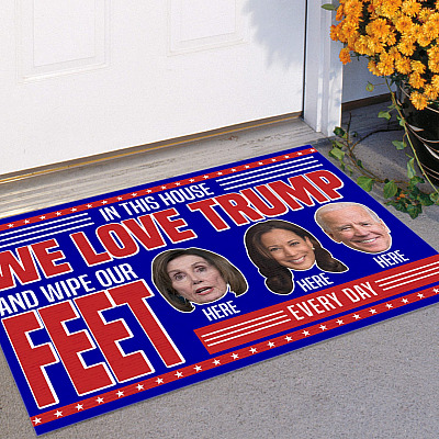 Alternative view of In This House We Love Trump and Wipe Our Feet Here and Here Biden House Doormat - Outdoor Indoor Doormat