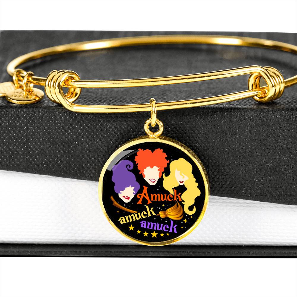 Hocus Pocus Amuck Amuck Amuck Sanderson Sisters Circle Pendant Necklace - Bangle - Halloween Witch Necklace Hocus Pocus Amuck Amuck Amuck Sanderson Sisters Circle Pendant Necklace - Bangle - Halloween Witch Necklace