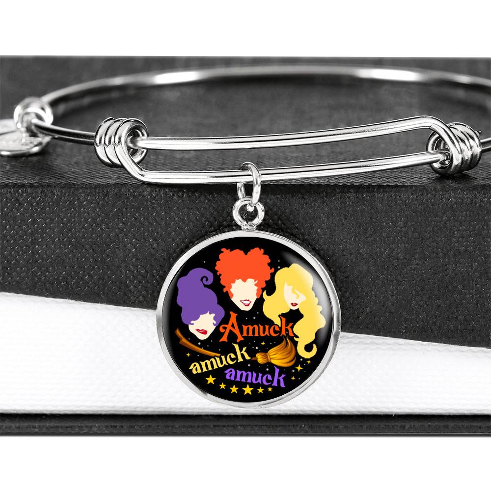 Hocus Pocus Amuck Amuck Amuck Sanderson Sisters Circle Pendant Necklace - Bangle - Halloween Witch Necklace Hocus Pocus Amuck Amuck Amuck Sanderson Sisters Circle Pendant Necklace - Bangle - Halloween Witch Necklace
