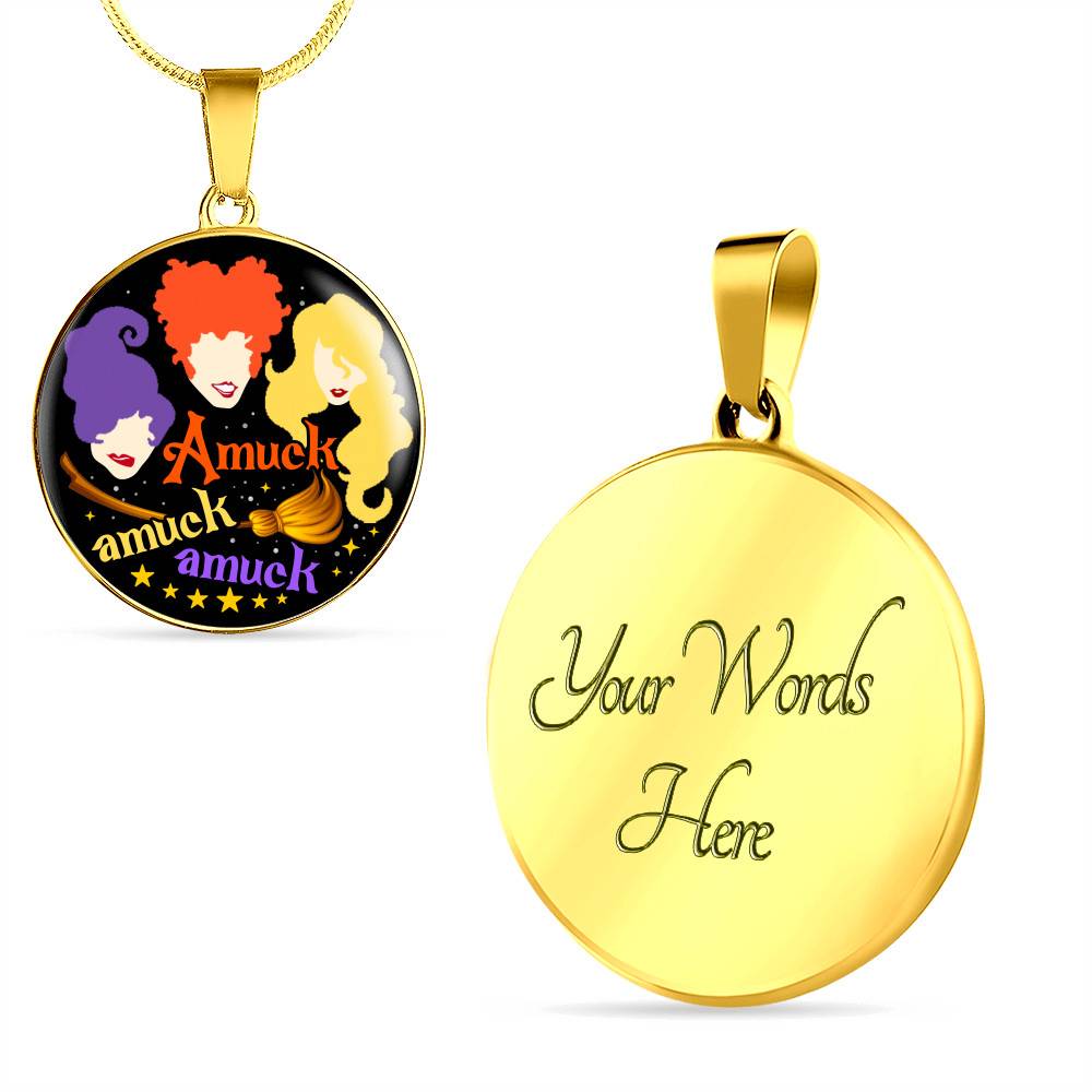 Hocus Pocus Amuck Amuck Amuck Sanderson Sisters Circle Pendant Necklace - Bangle - Halloween Witch Necklace Hocus Pocus Amuck Amuck Amuck Sanderson Sisters Circle Pendant Necklace - Bangle - Halloween Witch Necklace