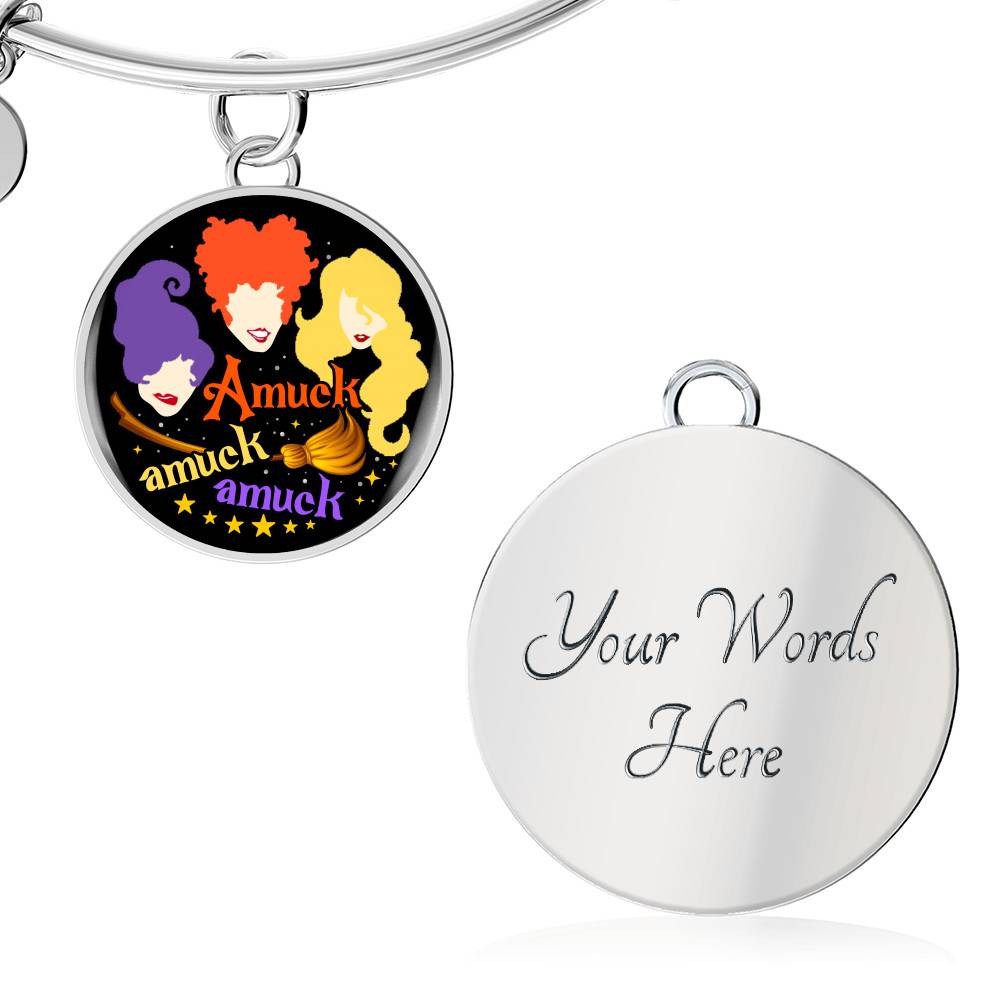 Hocus Pocus Amuck Amuck Amuck Sanderson Sisters Circle Pendant Necklace - Bangle - Halloween Witch Necklace Hocus Pocus Amuck Amuck Amuck Sanderson Sisters Circle Pendant Necklace - Bangle - Halloween Witch Necklace