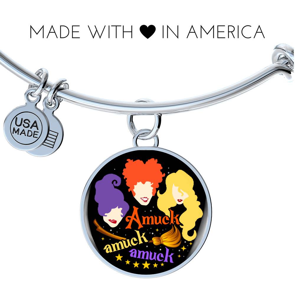 Hocus Pocus Amuck Amuck Amuck Sanderson Sisters Circle Pendant Necklace - Bangle - Halloween Witch Necklace Hocus Pocus Amuck Amuck Amuck Sanderson Sisters Circle Pendant Necklace - Bangle - Halloween Witch Necklace