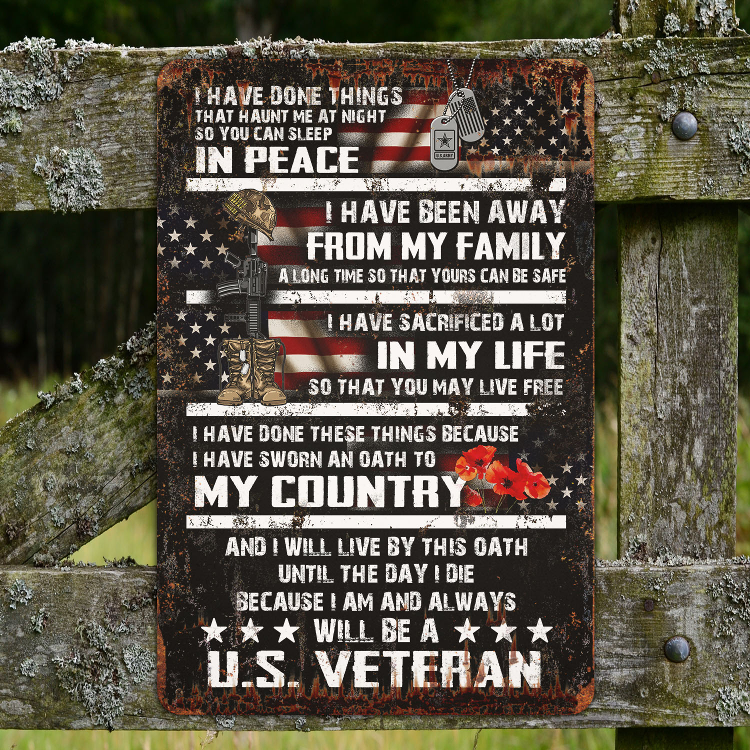 2VT. Veteran I Have Done Things Metal Sign Mockup 4