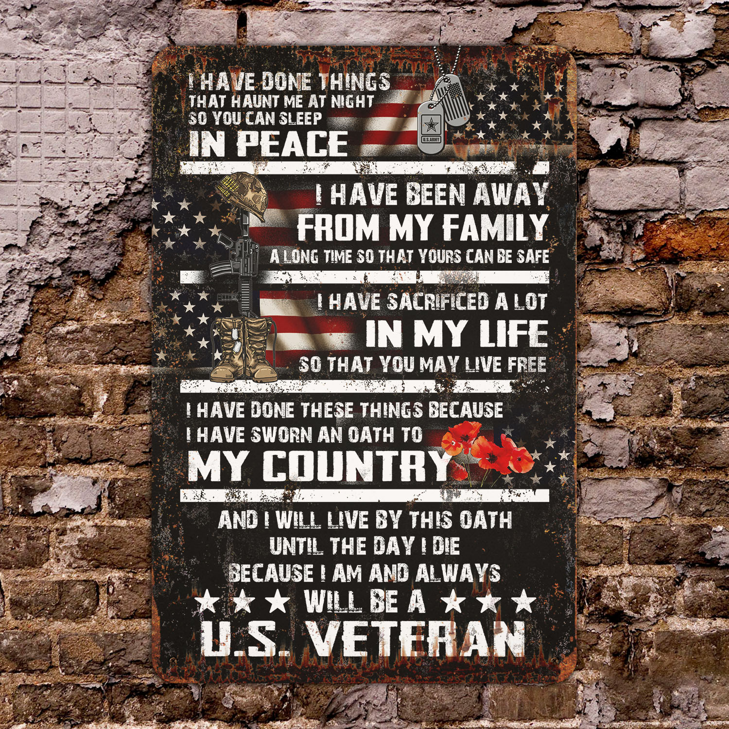 2VT. Veteran I Have Done Things Metal Sign Mockup 8