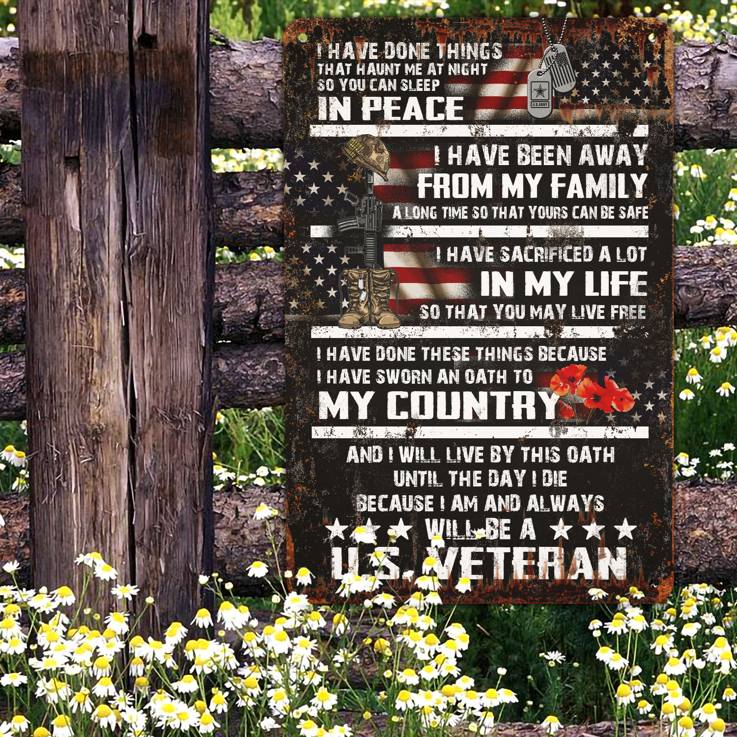 2VT. Veteran I Have Done Things Metal Sign Mockup 10