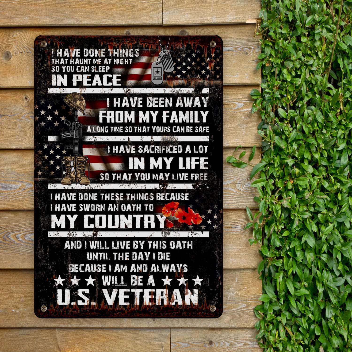 2VT. Veteran I Have Done Things Metal Sign Mockup 11