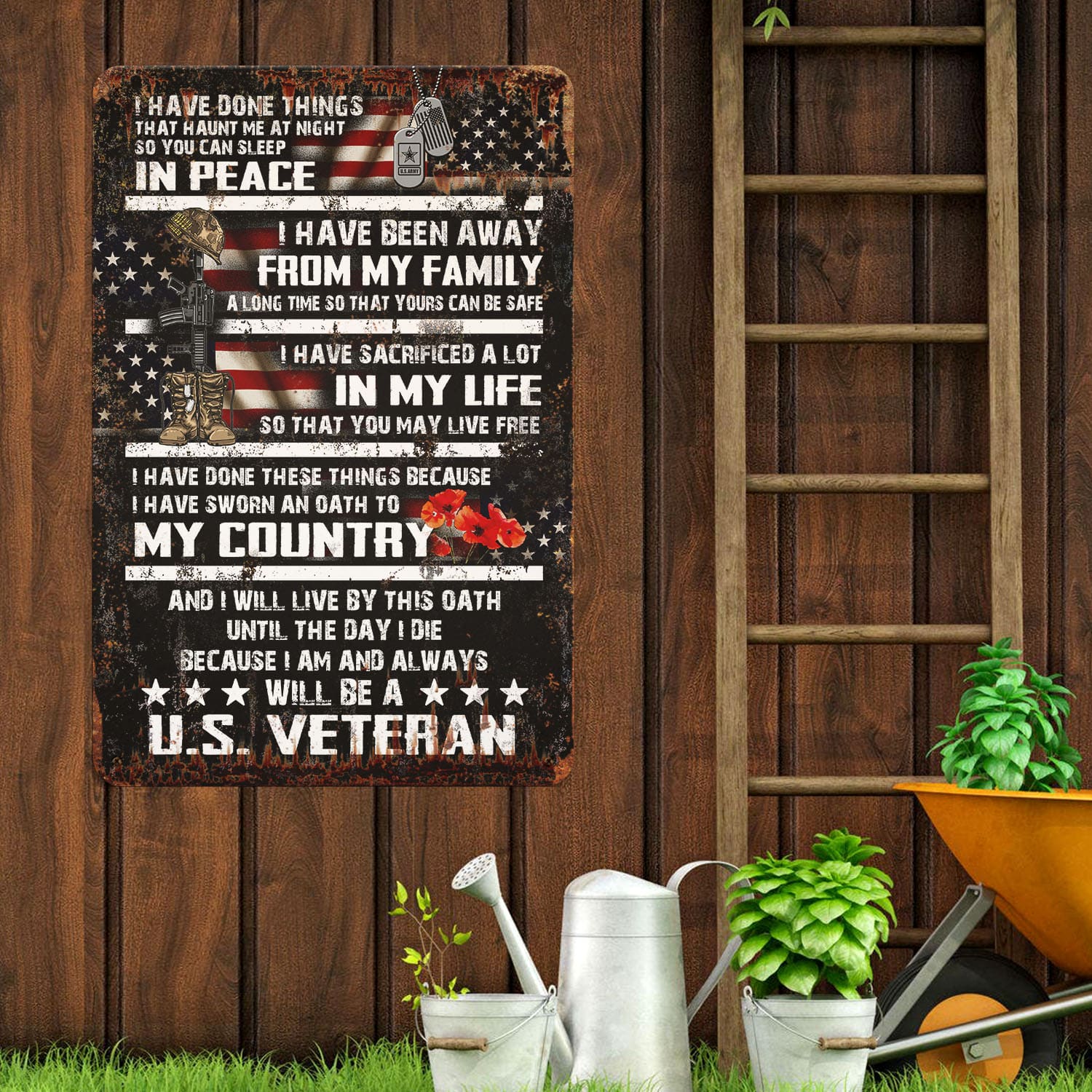 2VT. Veteran I Have Done Things Metal Sign Mockup 12