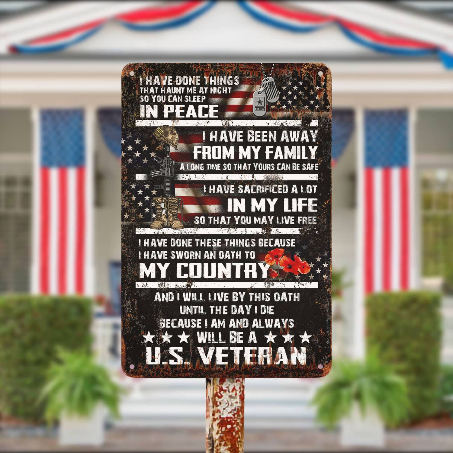 2VT. Veteran I Have Done Things Metal Sign Mockup 13