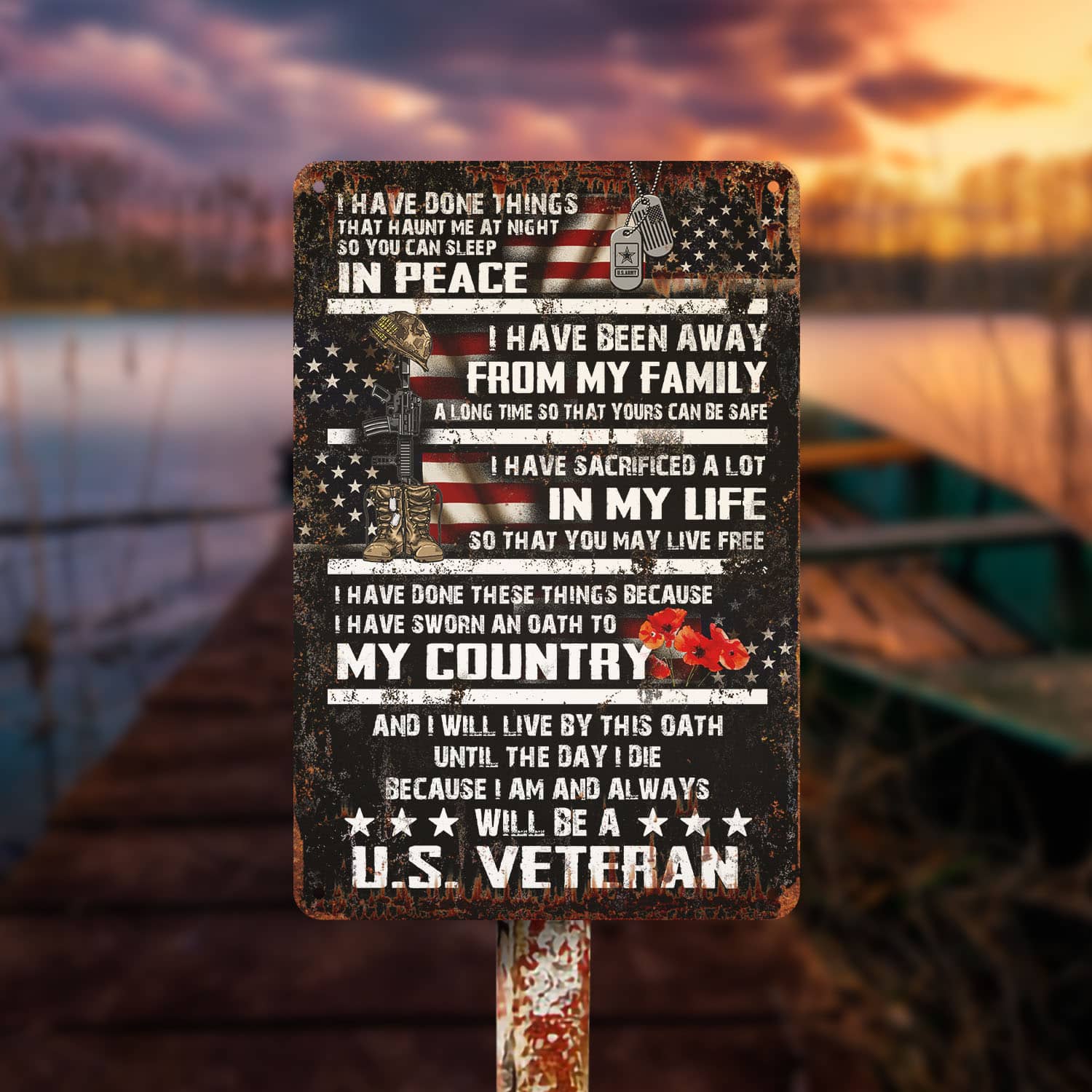 2VT. Veteran I Have Done Things Metal Sign Mockup 15