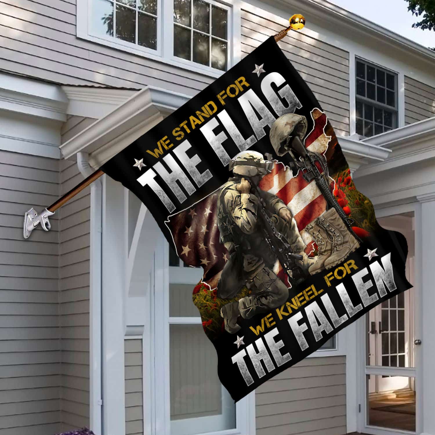 4BN. Kneel For Fallen 30x40 House Flag Mockup 6