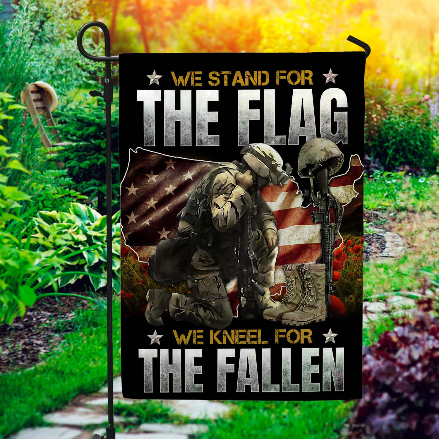 4BN. Kneel For Fallen 30x40 Garden Flag Mockup 1