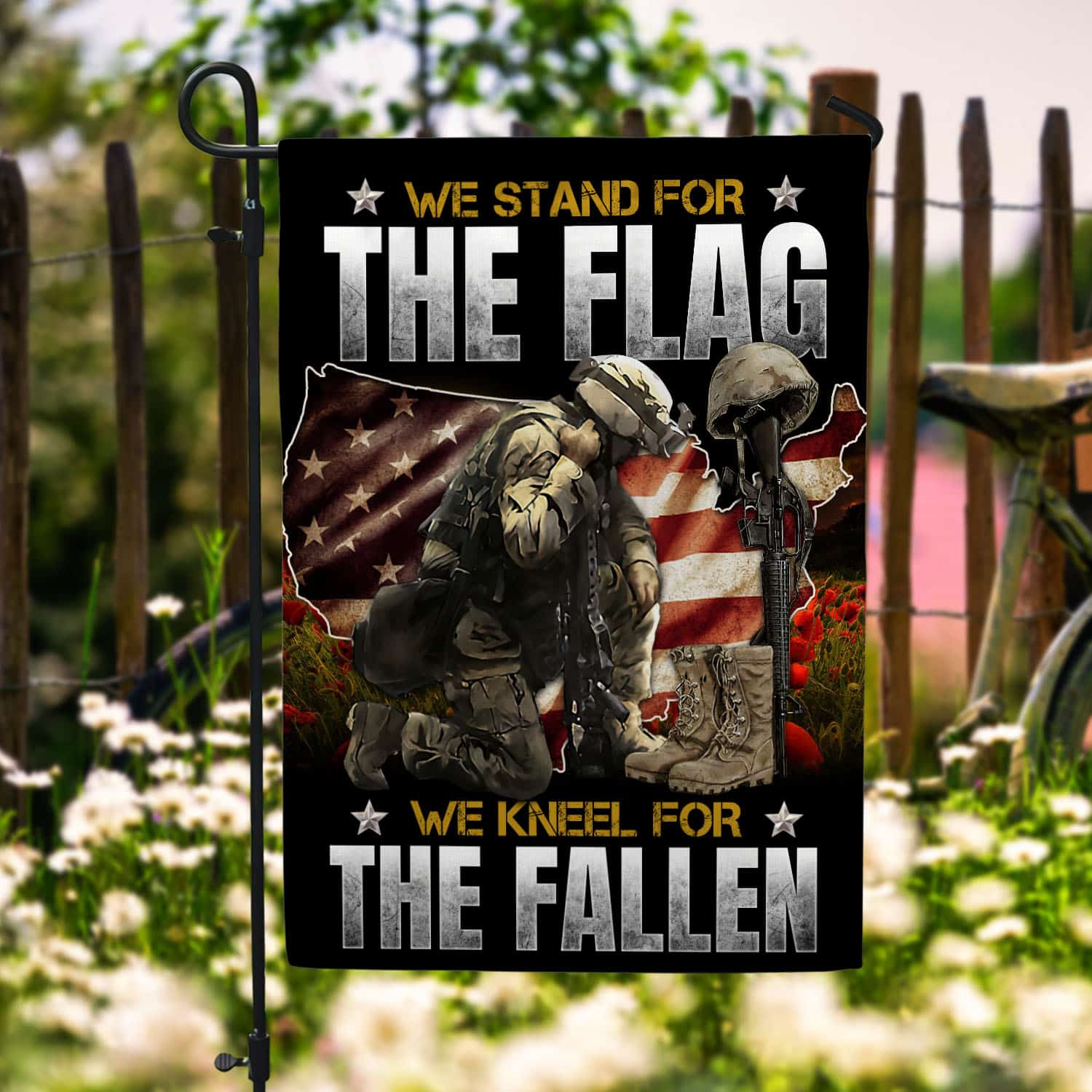 4BN. Kneel For Fallen 30x40 Garden Flag Mockup 6