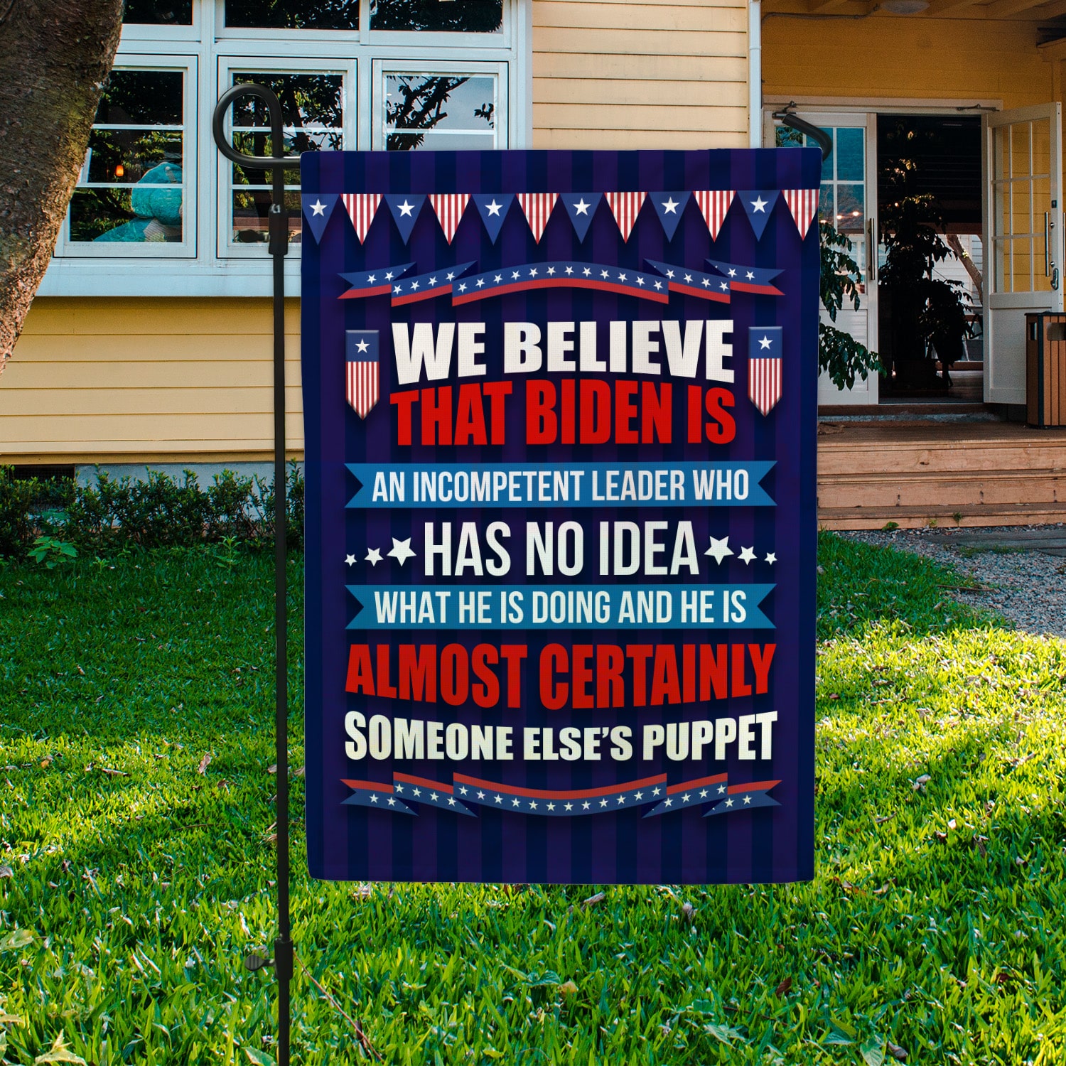 2LV. Biden is an Incompetent (5) Garden Flag Mockup 3