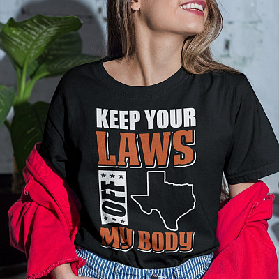 Alternative view of Keep Your Laws Off My Body Texas T-Shirt - V-Neck Shirt - Pro-Choice Protect Abortion Shirt
