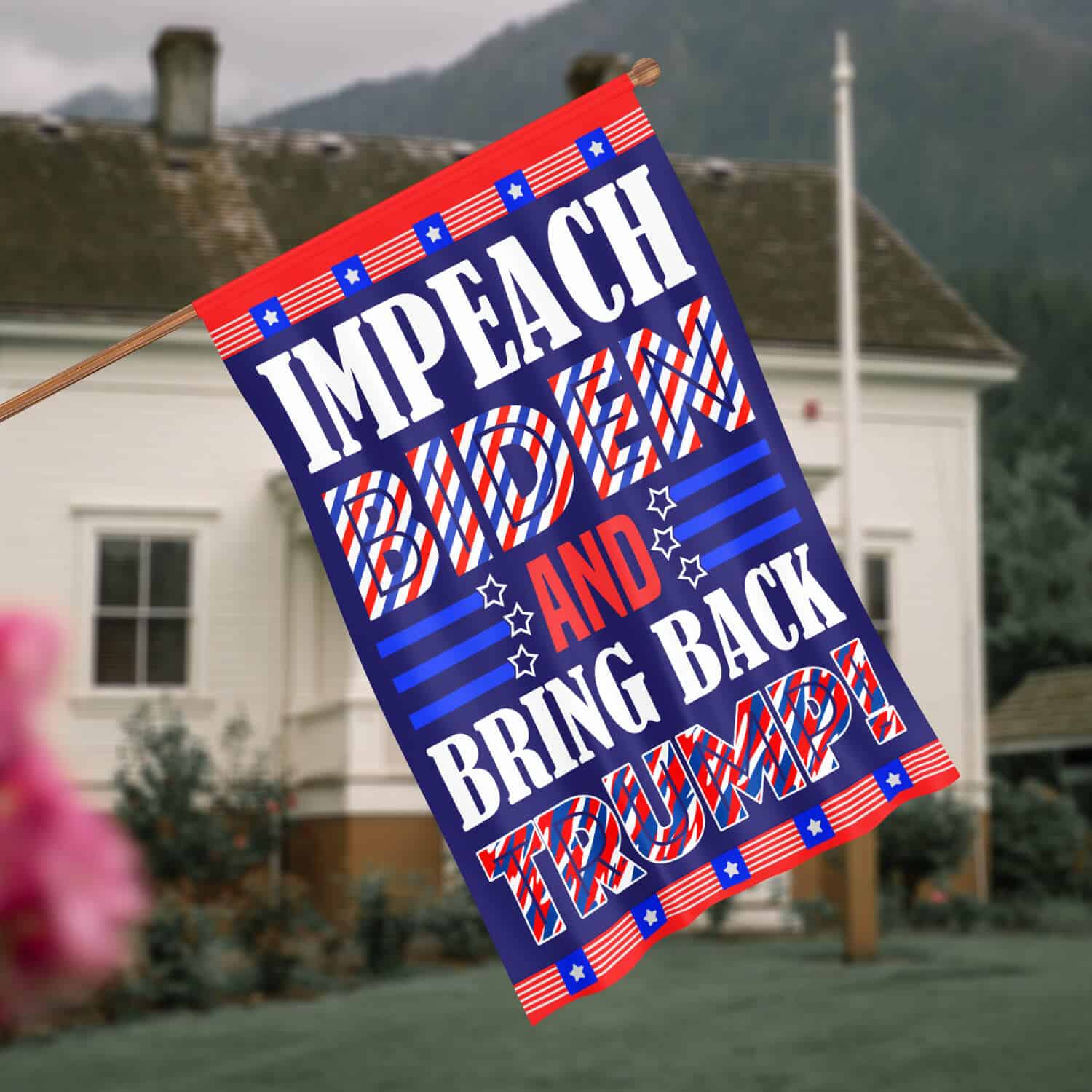 1HV. Bring Back Trump-30x40 House Flag Mockup 4