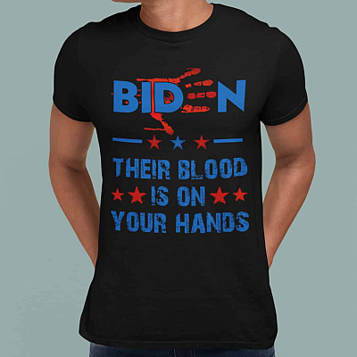 Alternative view of Impeach Biden Their Blood On Your Hand T-shirt - Joe Biden Handprint Shirt - Biden Blood On His Hand Shirt