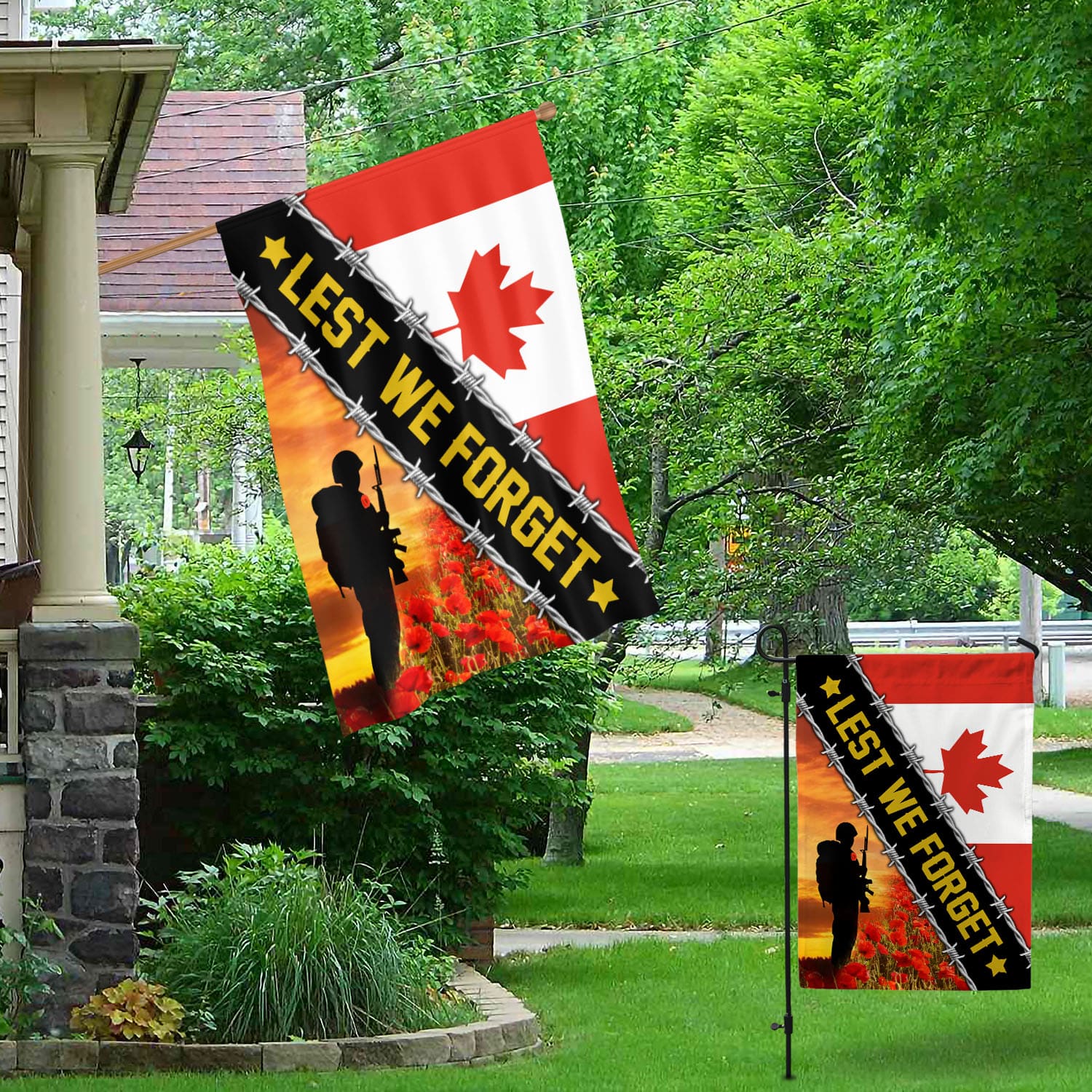1VT. Lest We Forget Canada 2 Sides Garden & House Mockup 1