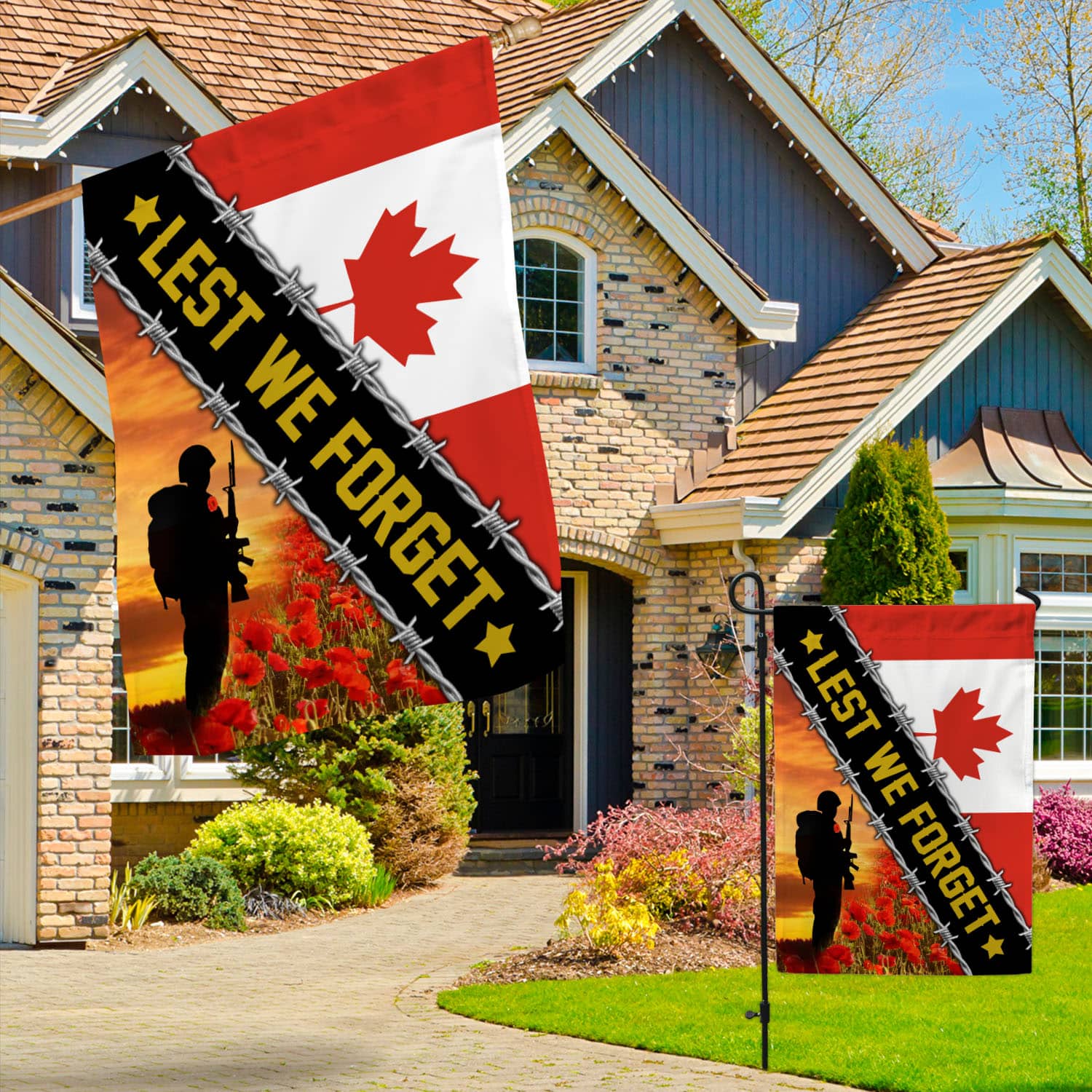 1VT. Lest We Forget Canada 2 Sides Garden & House Mockup 3