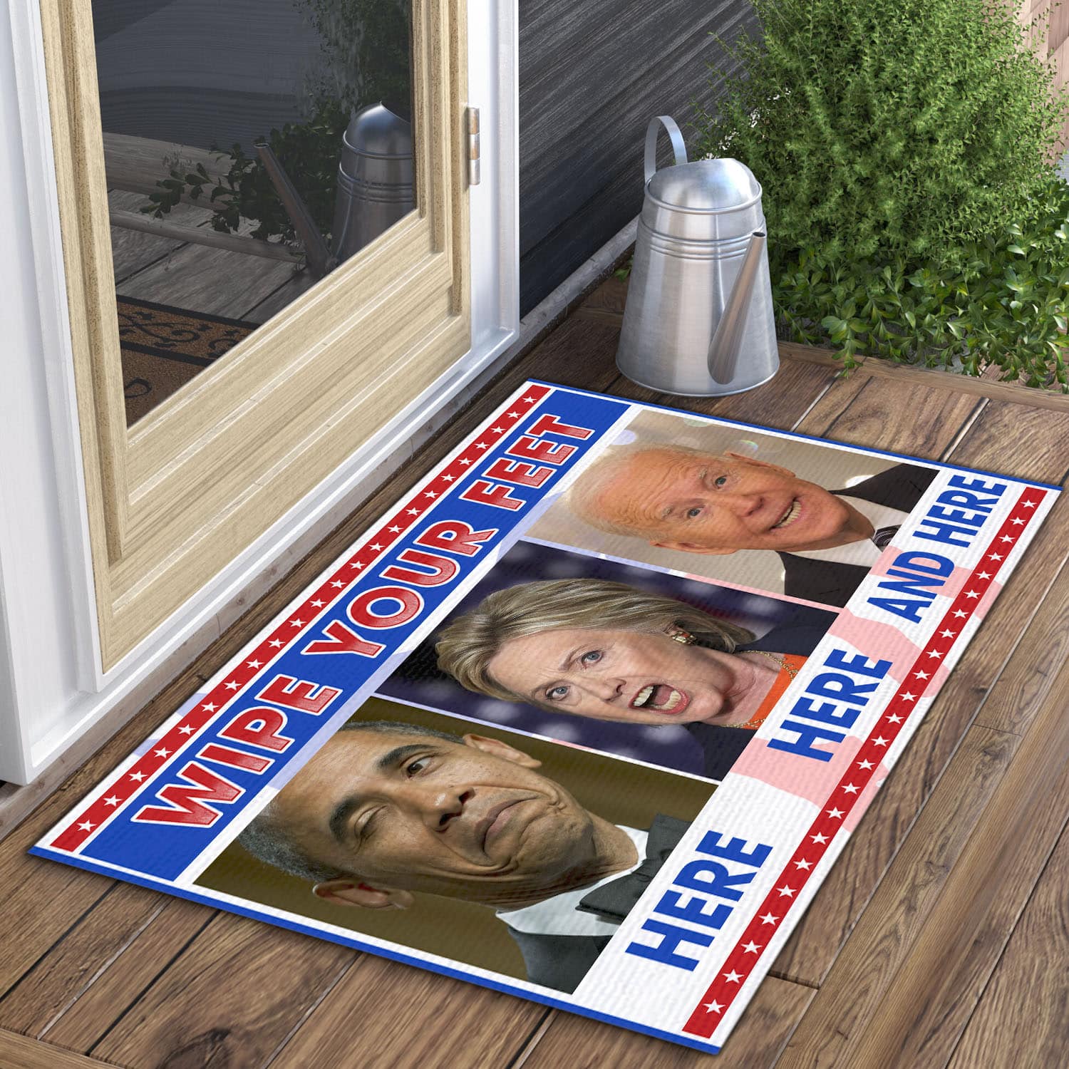 2VT. UU TIEN Wipe Your Feet Obama Hillary Biden Doormat mockup 3