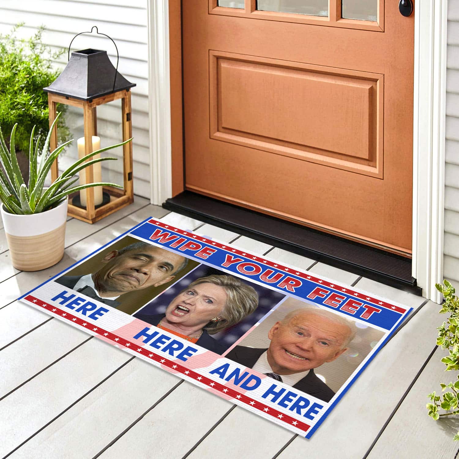 2VT. UU TIEN Wipe Your Feet Obama Hillary Biden Doormat mockup 8