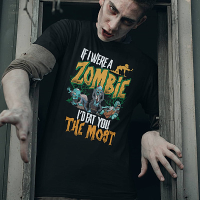 Alternative view of If I Were A Zombie I'd Eat You The Most Funny T-Shirt - V-Neck Shirt