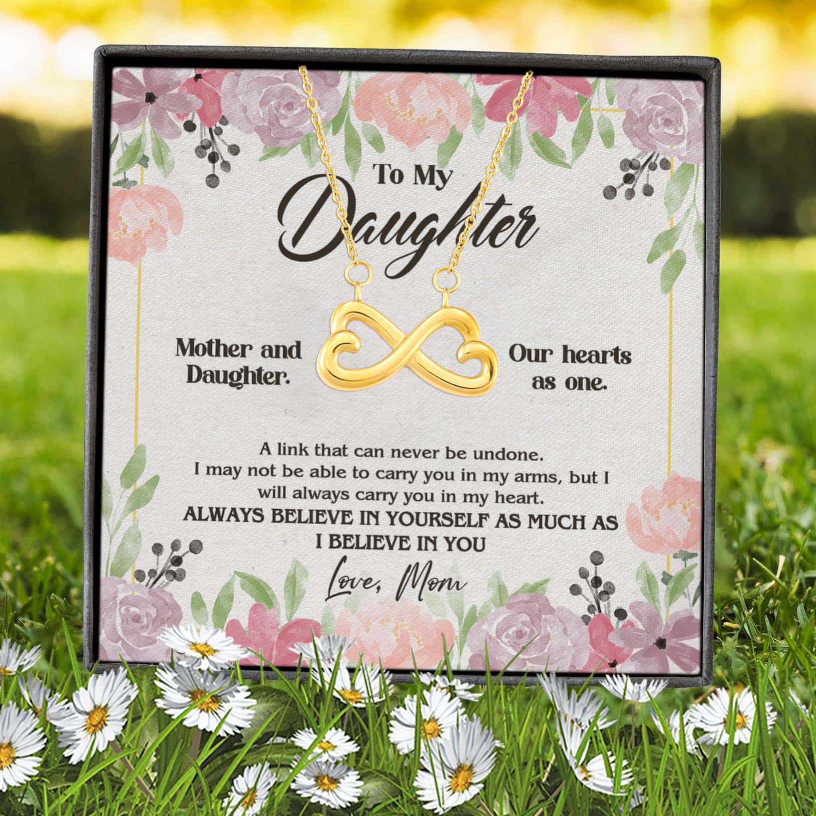 9VT. To My Daughter A Link That Infinity Heart Necklace (Gold) 7