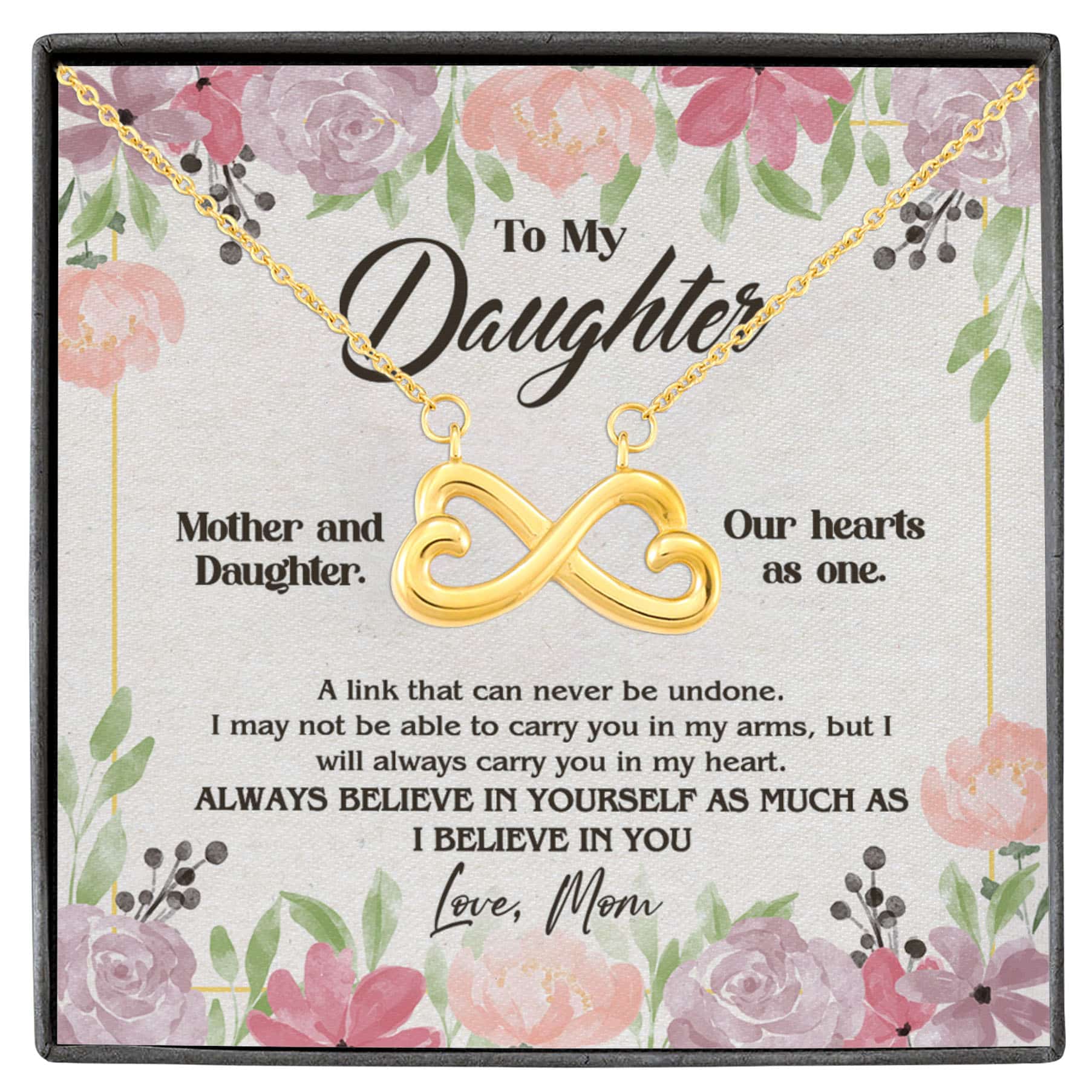 9VT. To My Daughter A Link That Infinity Heart Necklace White (Gold)