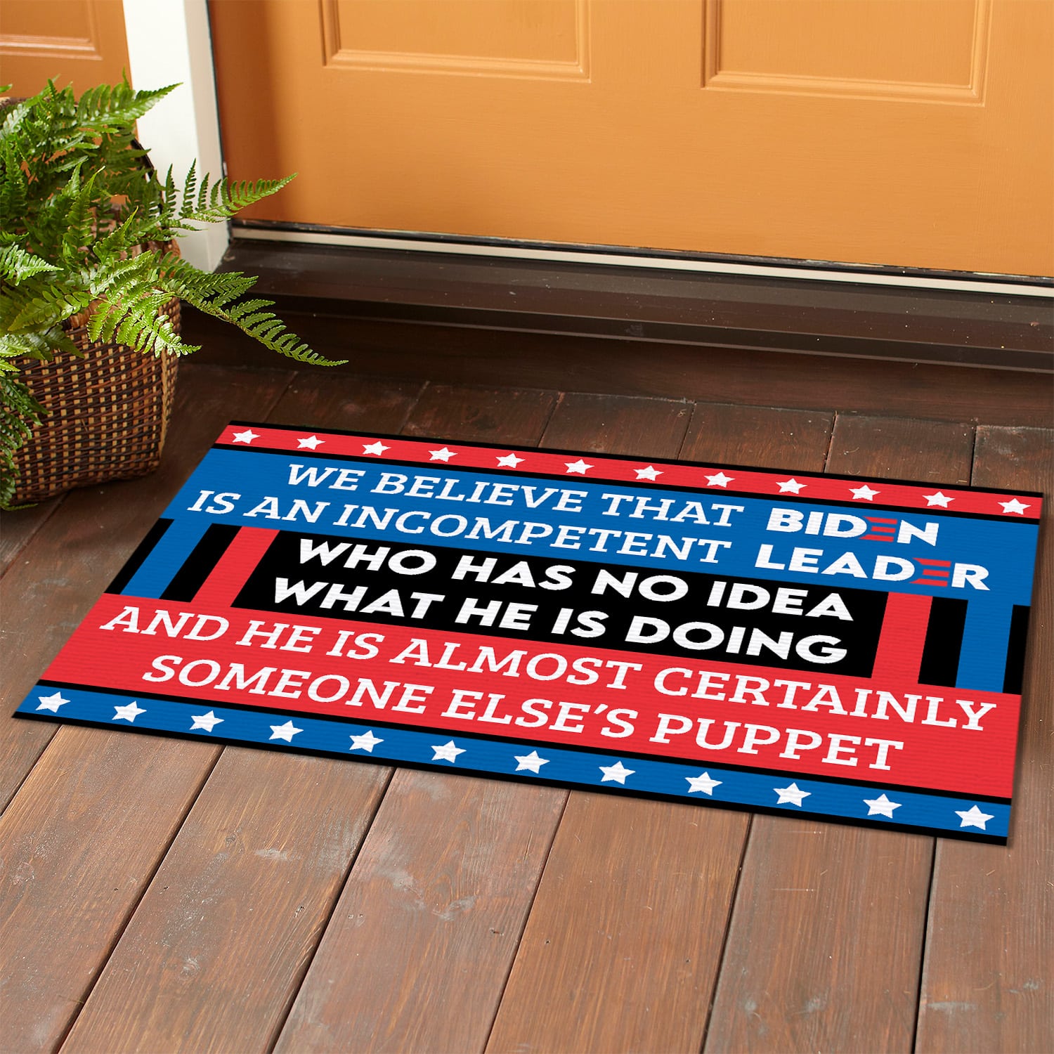 4KT. We Believe That Biden Is (doormat) Doormat mockup 1