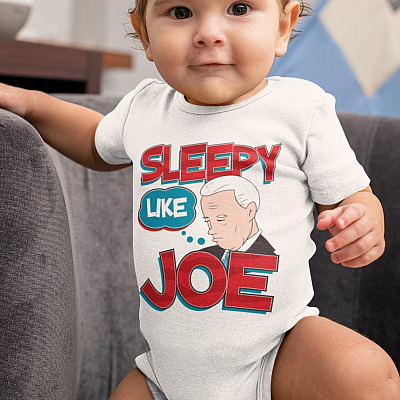 Alternative view of Sleepy Like Joe Baby Onesie - Toddler Baby Infant Bodysuit - Joe Biden Onesie